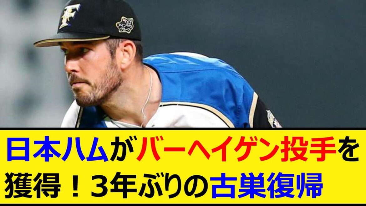 日本ハムがバーヘイゲン投手を獲得！3年ぶりの古巣復帰【プロ野球、なんJ、なんG反応】【2ch、5chまとめ】【北海道日本ハムファイターズ、助っ人、MLB、メジャー、大リーグ、新外国人、新庄監督】