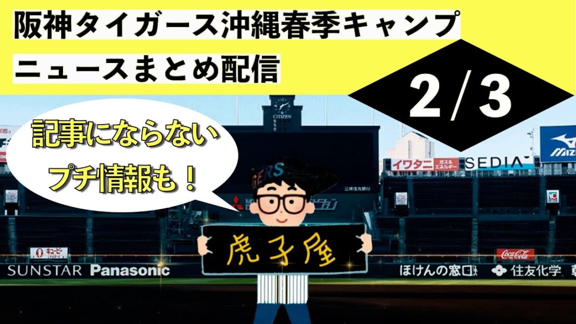 【阪神タイガース春季キャンプ2024】沖縄キャンプのニュースまとめ配信です（2024年2月3日）ゲラ投手、ミエセス選手、赤星コーチ、近本選手、中野選手、門別投手、西純投手、野口選手、井上選手、前川選手