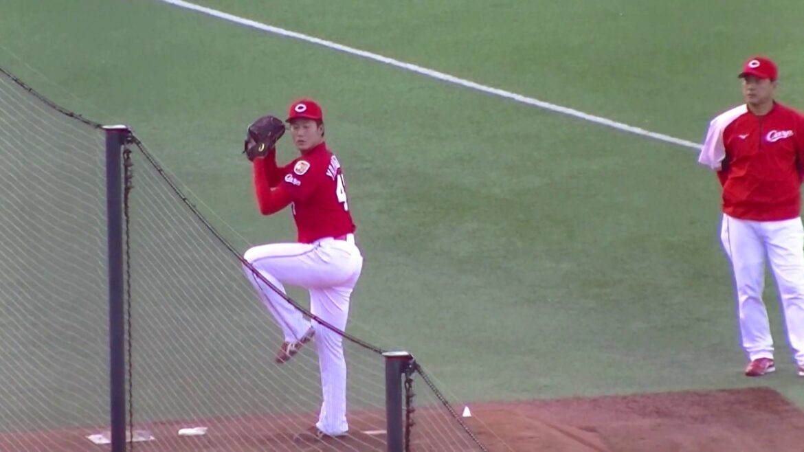 山口翔プロ初先発前のブルペン20190530