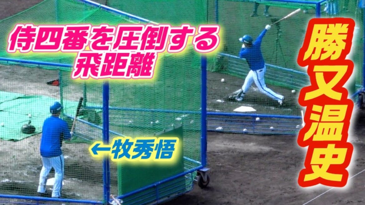 勝又温史のバッティング練習が凄すぎた！同組の牧秀悟を凌ぐ飛距離！ホームラン連発 2024/02/04 横浜DeNAベイスターズ 宜野湾キャンプ