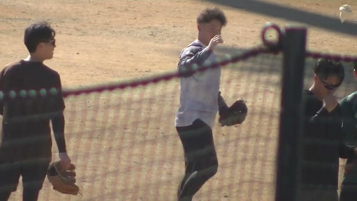 【巨人 二軍三軍 合同自主トレ】戸田懐生がキャッチボール〜ジャイアンツ球場 読売ジャイアンツ選手自主トレ2024年1月29日