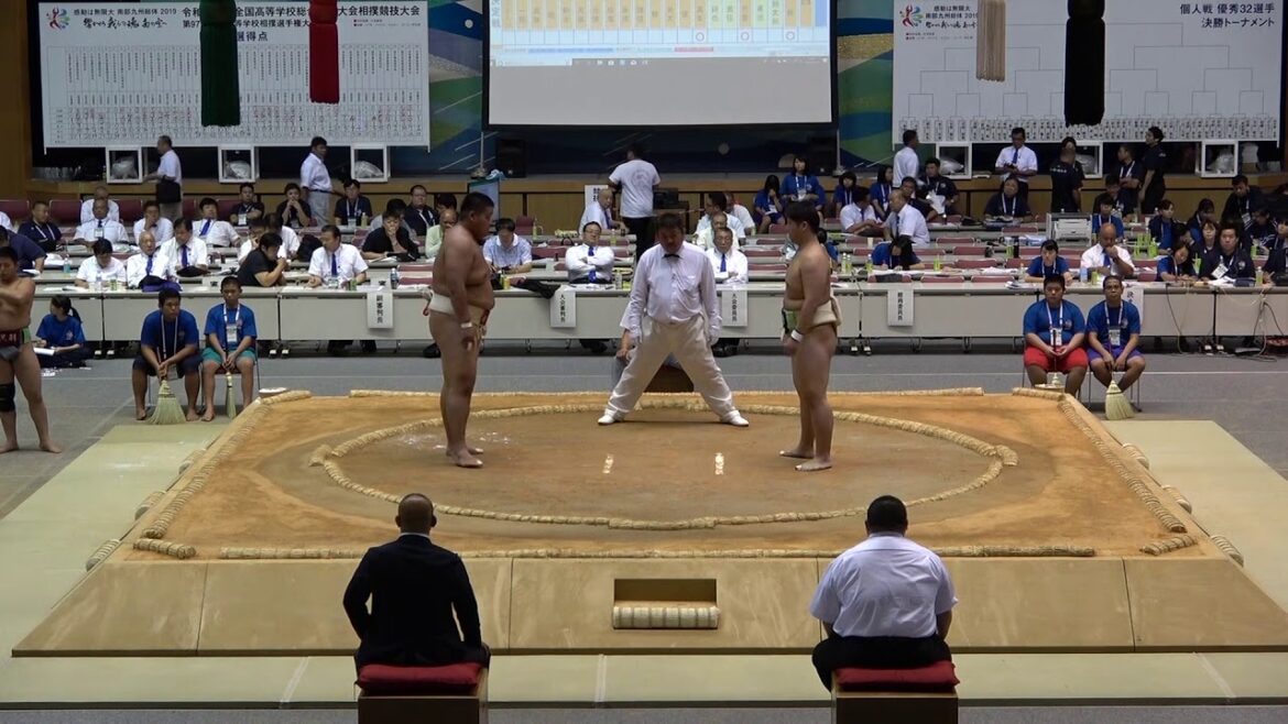 2019年IH 相撲 男子 個人 決勝トーナメント進出者決定 2回戦 新川大楽（中津東 大分） ×池田俊（金沢学院 石川）