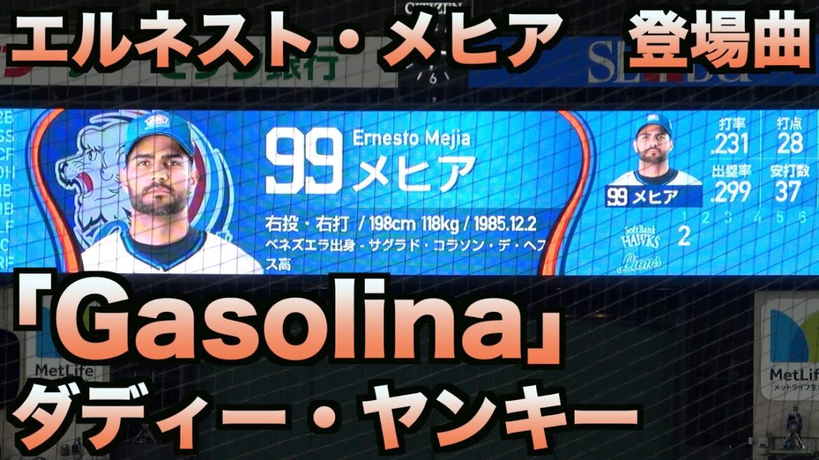 エルネスト・メヒア 登場曲「Gasolina」ダディー・ヤンキー【ライオンズ】