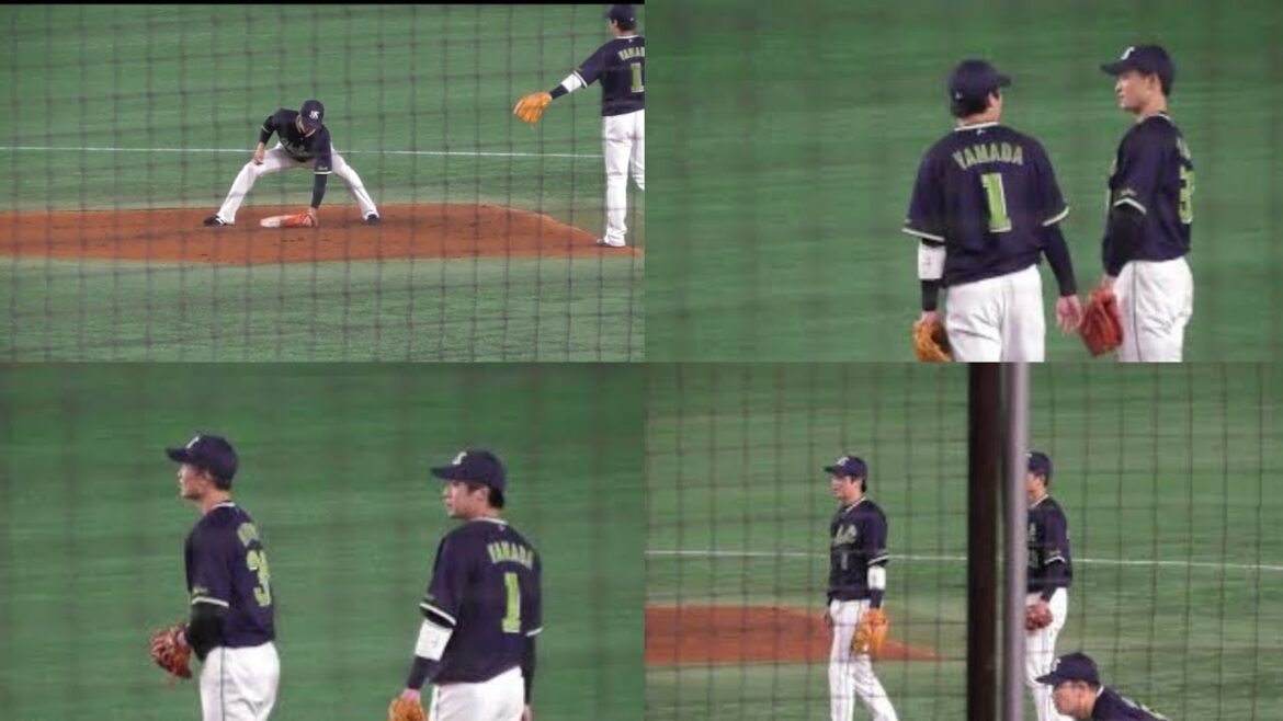 【山田哲人＆宮本丈】 守備練習中でも仲良しな二人ｗ2020年11月7日 読売ジャイアンツ［巨人］対東京ヤクルトスワローズ