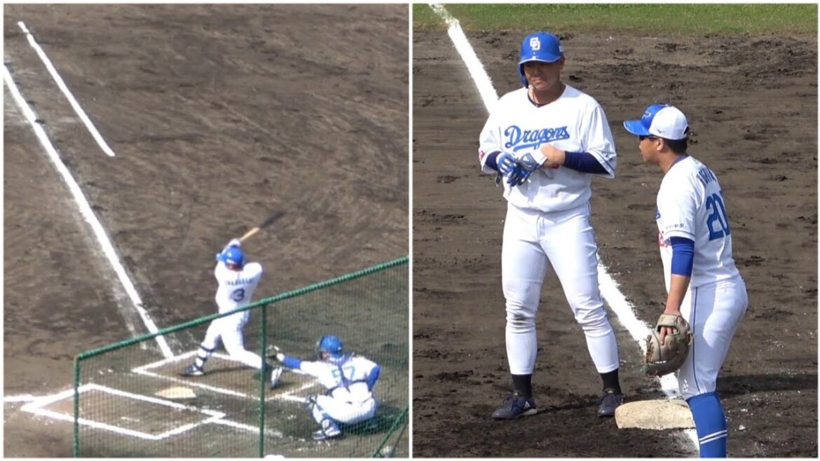 読谷シート打撃、高橋周平が森博人から痛烈なライト前ヒット！（2024年2月6日）