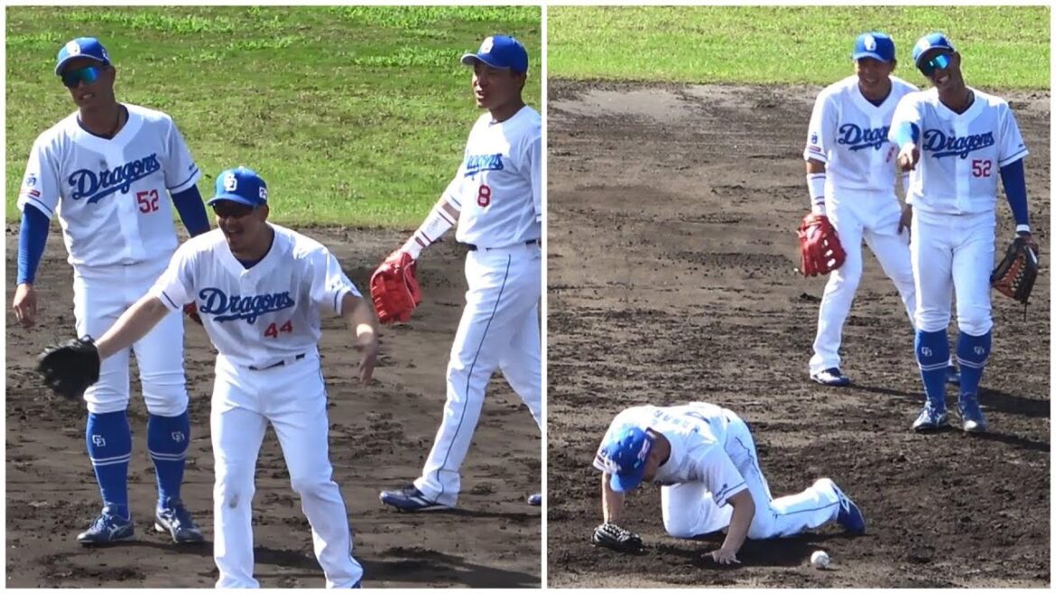 ショートでノックを受ける外野手4人。川越オモロすぎ（笑）たまにやらかす加藤翔平（笑）さすがの大島。内野も守れる板山もバテてツッコまれる（2024年2月2日）