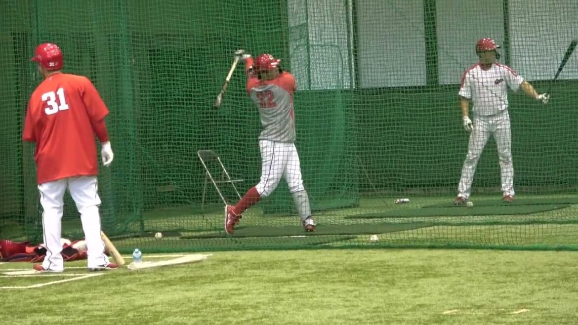 【広島カープ】坂倉将吾・石原貴規・ 髙木翔斗の若手キャッチャー組 マシンバッティング 2024 キャンプ  現地映像