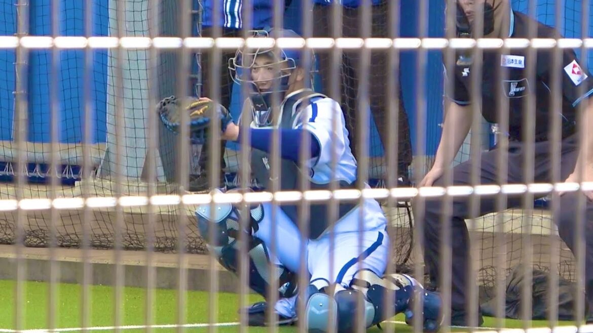 ルーキー 松本くんのボールを受ける山本祐大  横浜DeNAベイスターズ 2024/2/2