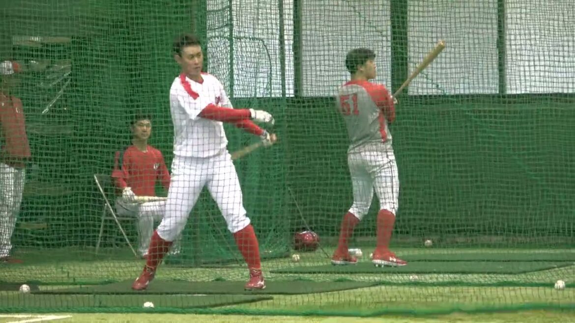 【広島カープ】堂林翔太 小園海斗など マシンバッティング 2024 キャンプ  現地映像