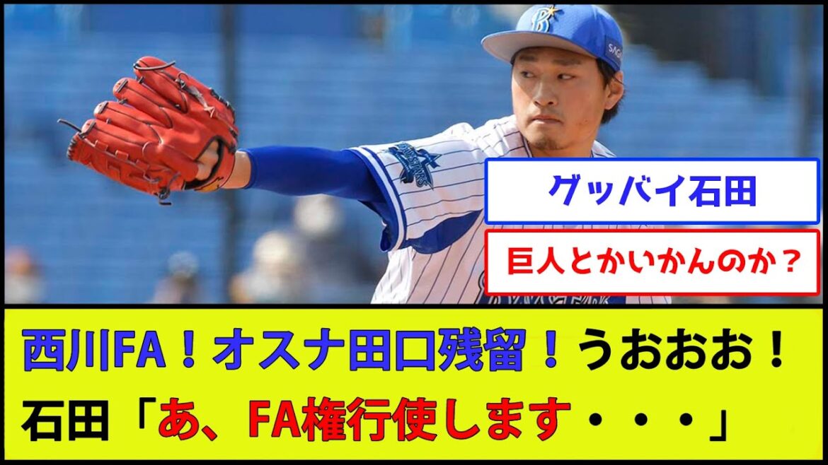 【お得なのに】DeNA石田、西川オスナで盛り上がる中しれっとFA権行使が公表される・・・【横浜DeNAベイスターズ】【なんJ 2ch 5chプロ野球スレ】