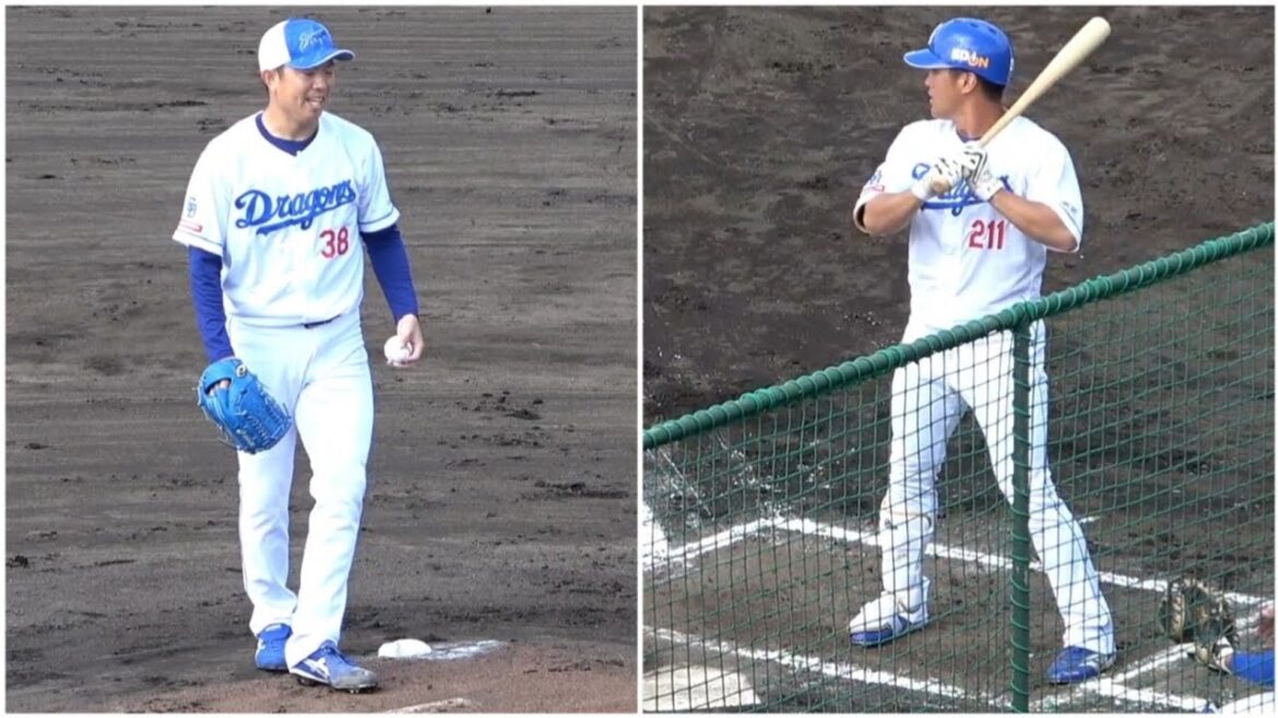 シート打撃。新加入の板山祐太郎が左の松葉から右中間を深々と破るツーベース！（2024年2月6日）