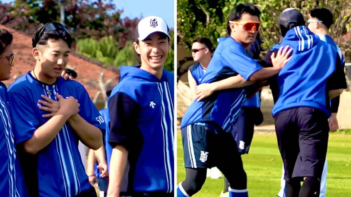 持ち前のコミュ力でいろんな先輩に挨拶する度会隆輝くん 横浜DeNAベイスターズ 2024/2/2 山本祐大 益子京右 林琢真 知野直人 村川凪