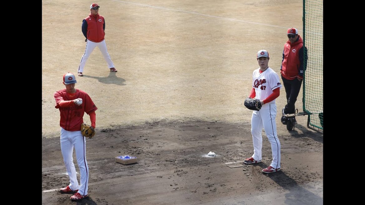 カープ 黒田塾生 斉藤 日高 紅白戦先発⚾ブルペン投球練習 レジェンド黒田アドバイザー熱い視線 2024.2.11 カープ 黒田塾生 斉藤 日高 紅白戦先発⚾ブルペン投球練習 レジェンド黒田アドバイザー熱い視線 2024.2.11