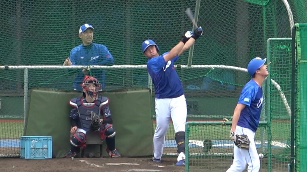 観客に危険を知らせる笛の音が鳴り止まない鵜飼航丞のスタンドイン連発フリー打撃 (2023/06/06)