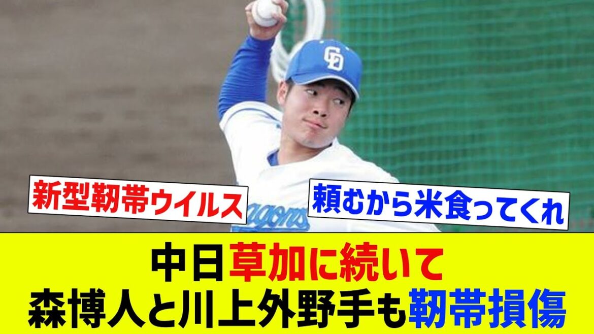 【感染？】中日、草加に続いて森博人と新人育成4位の川上外野手も靭帯損傷【なんJ反応】【プロ野球反応集】【2chスレ】【5chスレ】