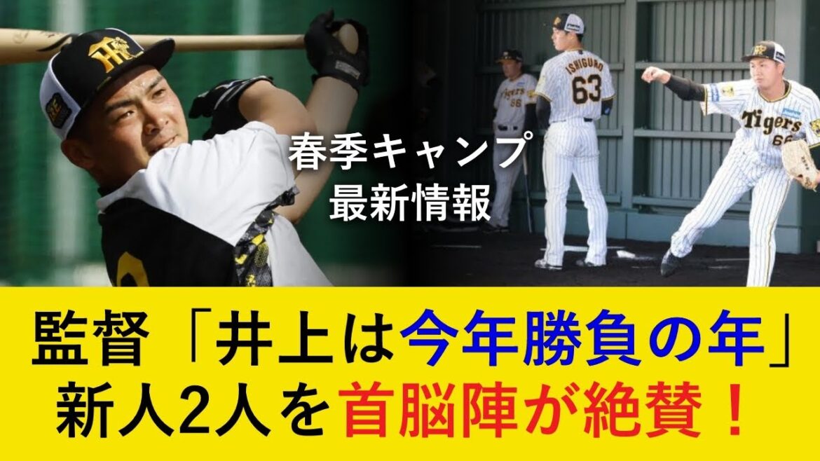 【キャンプ最新情報】岡田監督＆矢野氏が井上広大へ厳しいコメント…。新人投手2人を首脳陣が絶賛！紅白戦登板へ【阪神タイガース】