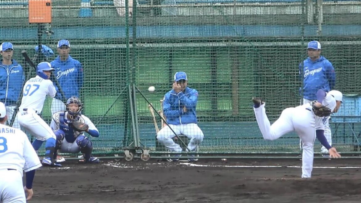 石森大誠シート打撃全9球。樋口・龍空・山浅、左3人ピシャリ！（2024年2月7日）