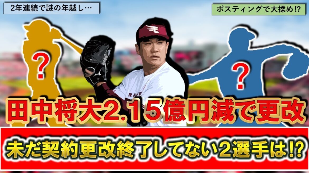【残るは○○...！？】退団説も囁かれていた楽天『田中将大』が２.１５億円・４５％減の２億６０００万円で契約更改！一方、春季キャンプが迫る中で未だ契約更改終了していない２選手とは！？