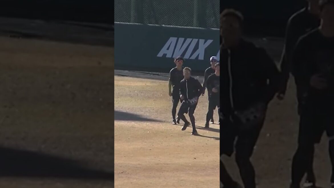 【巨人合同自主トレ】合流したウレーニャなど外野でノックを受ける（ジャイアンツ球場2024年1月14日）