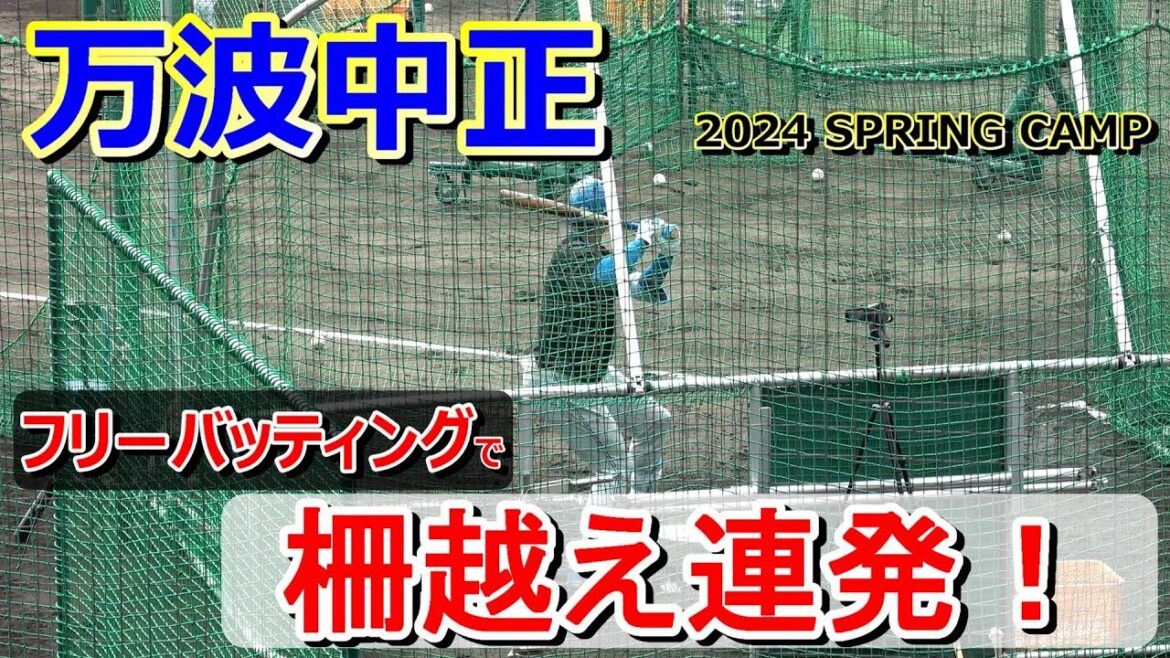 【2024春季キャンプ】ハムの若き大砲、万波中世‼・・・フリーバッティングで柵越え連発‼【北海道日本ハムファイターズ】