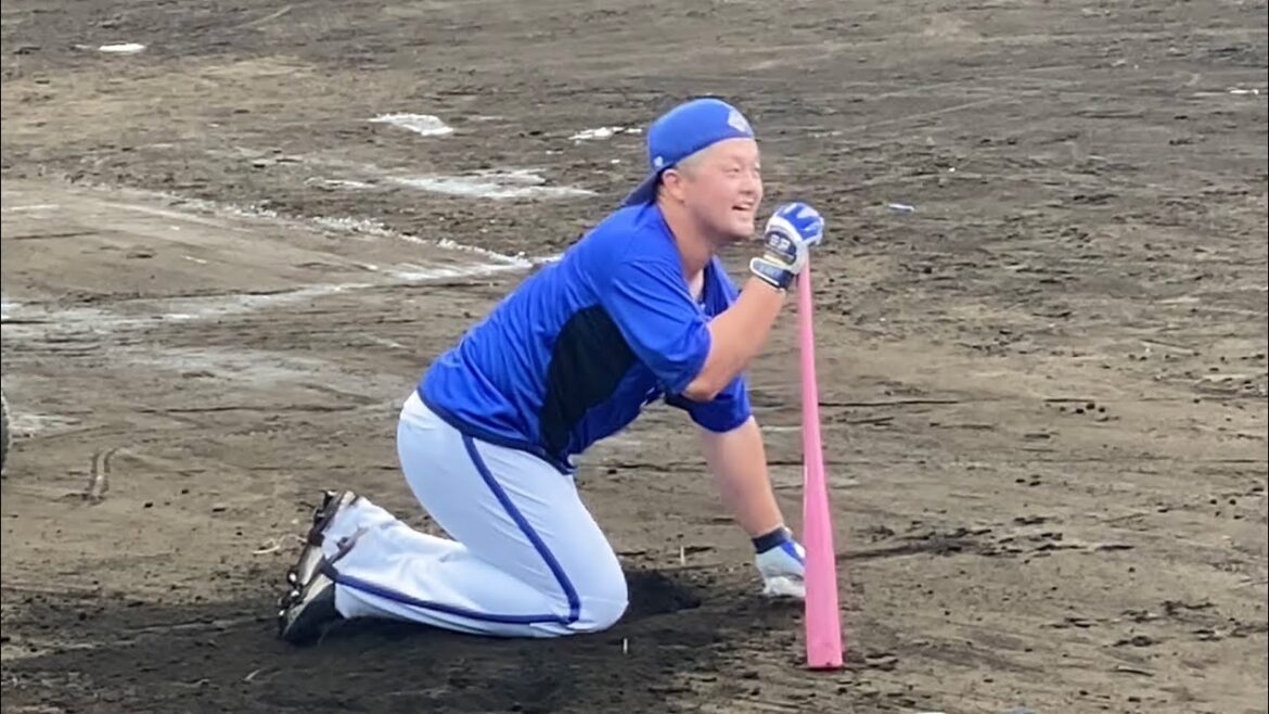 【牧秀悟】約200球ロングティー打撃ラストからの苦悶 ピンクバット 宜野湾キャンプ 横浜DeNAベイスターズ 2024年2月4日