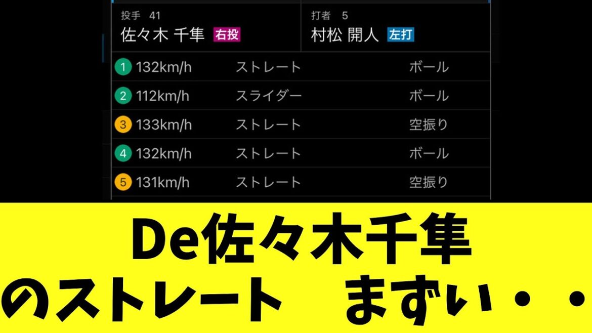 De佐々木千隼のストレート　まずい・・