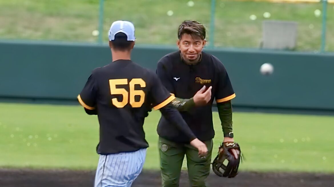 【愛嬌たっぷり】高卒新人コンビの山田・百崎を可愛がるように優しく指導する鳥谷臨時コーチ【阪神春季キャンプ】2024.2.7