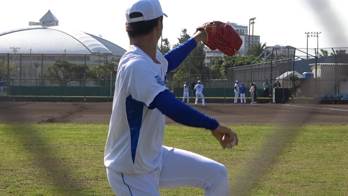 髙橋宏斗が目の前で遠投をする大迫力の映像！ (2024/02/15)