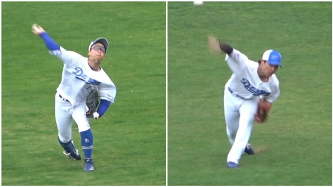 シートノックでの岡林&後藤の3塁レーザービームにどよめくスタンドのファンたち！（2024年2月16日）