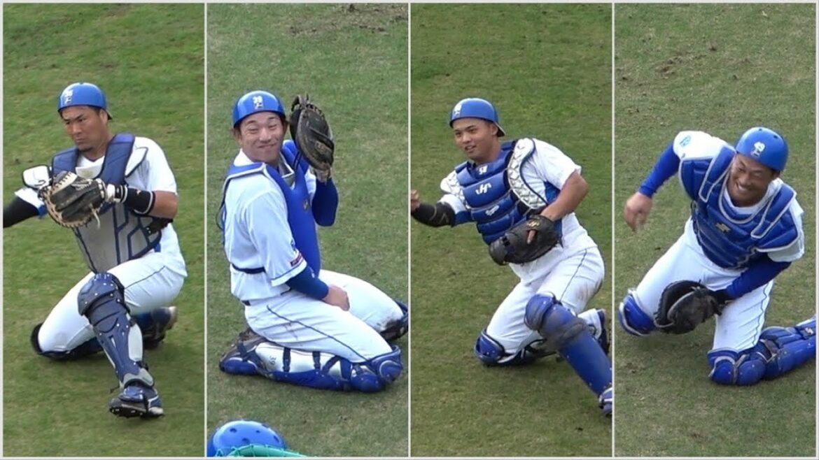 捕手陣の活気ある暴投カバー練習！送球しながらキメ顔するキノタク（笑） (2024/02/08)