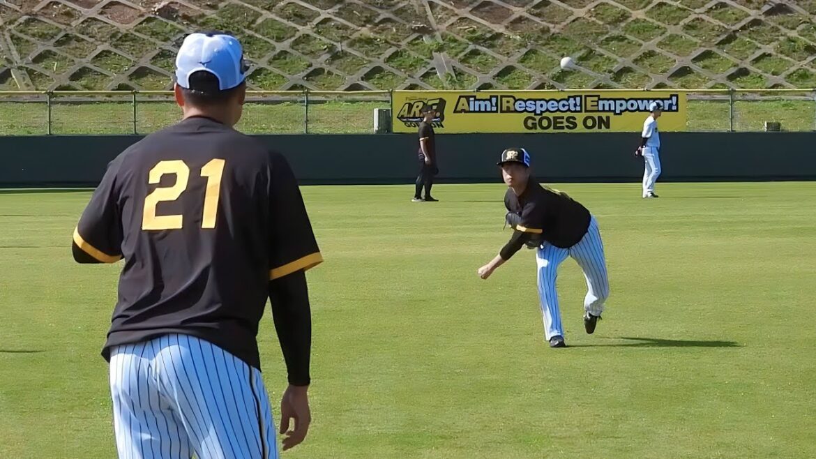 【抜群のキレ】思わず秋山も面食らう？！高橋遥人のホップするようなストレートがエグすぎる【阪神春季キャンプ】2024.2.13