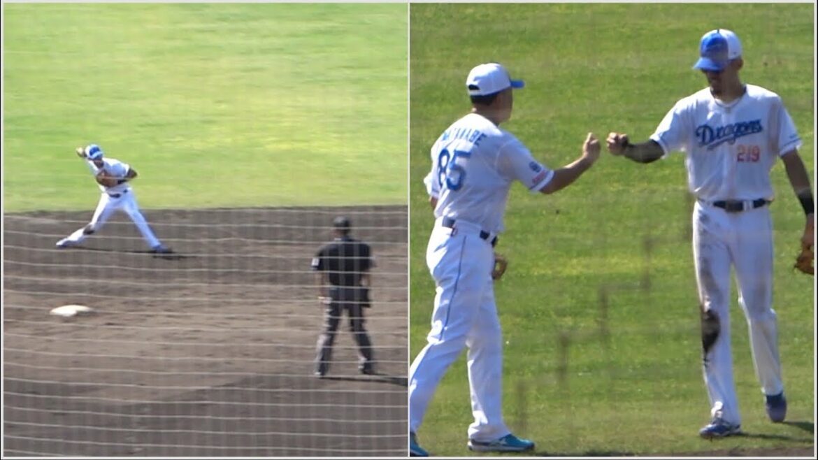 センターに抜けそうな打球を華麗に捌くロドリゲスの守備！ (2024/02/15)