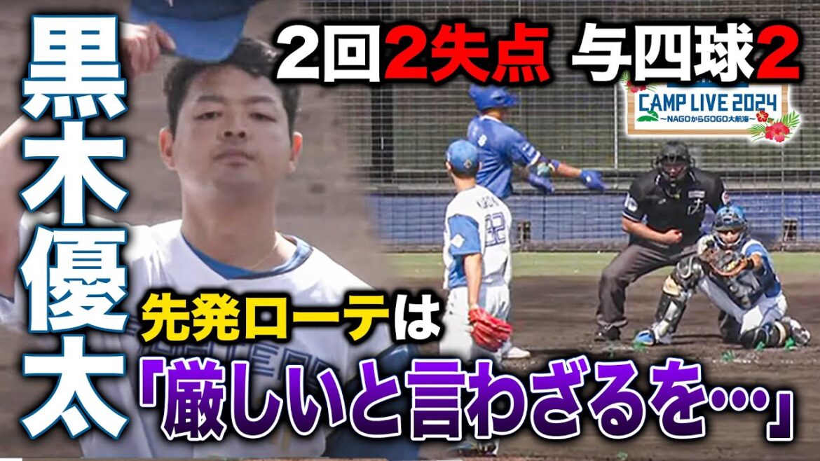 ジョニー黒木優太 与四球2含む2回2失点被安打2…先発争いから一歩後退か＜2/17ファイターズ春季キャンプ2024＞