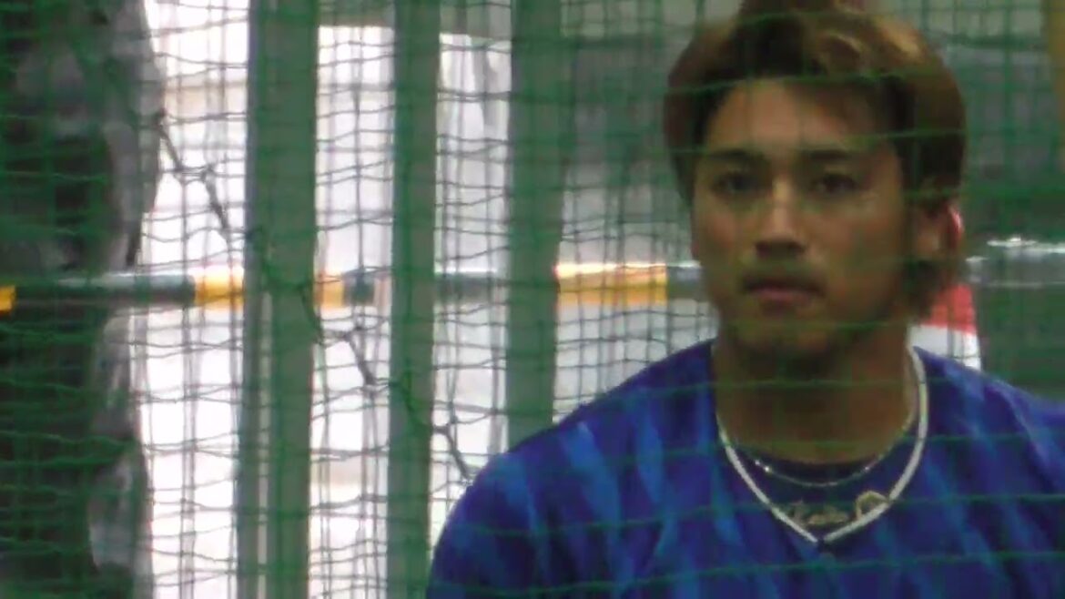 2024年2月 横浜DeNA春季キャンプ B班奄美 森 敬斗選手の選手の室内打撃練習その１