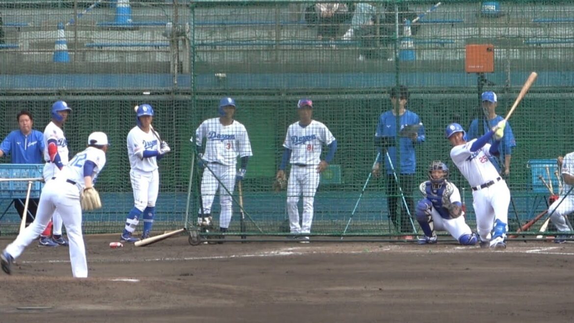 石川昂弥が野中天翔からレフトヘ豪快ホームラン！読谷第5クール初日シート打撃（2024年2月20日）