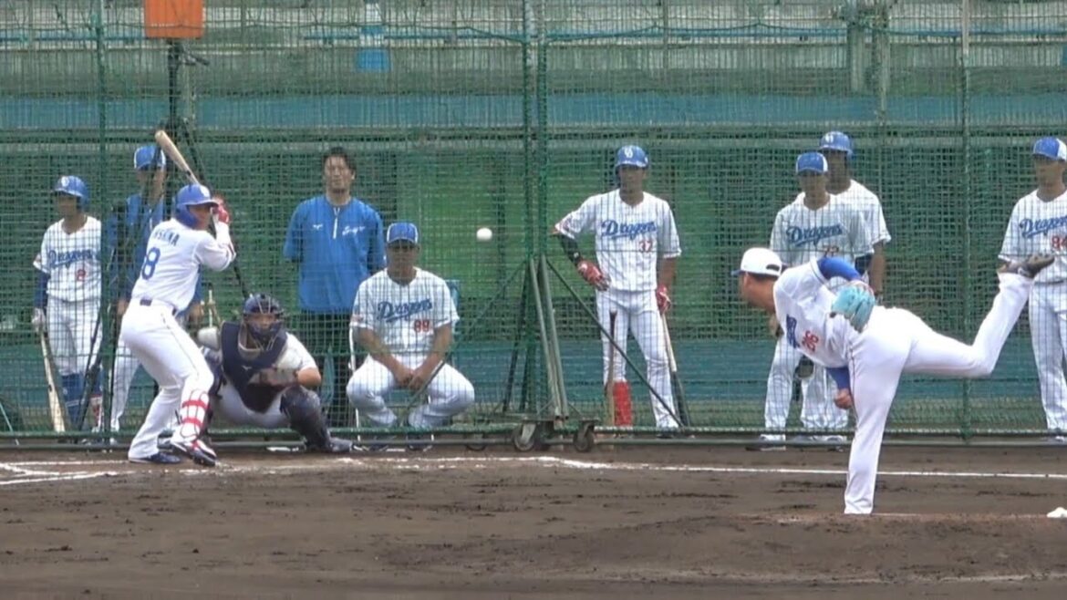 育成ルーキー菊田翔友がシート打撃初登板！享栄の先輩・大島への全投球ノーカット！（2024年2月17日）