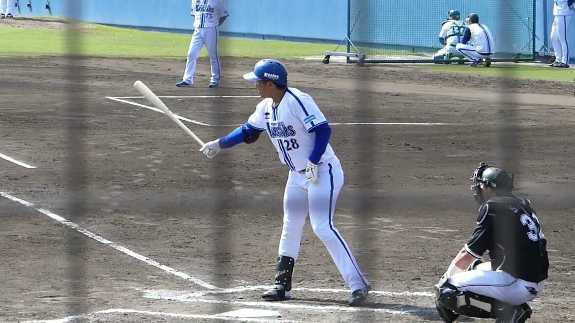 2024年2月 春季キャンプ練習試合 横浜DeNAー千葉ロッテ 勝又 温史 選手の第1打席