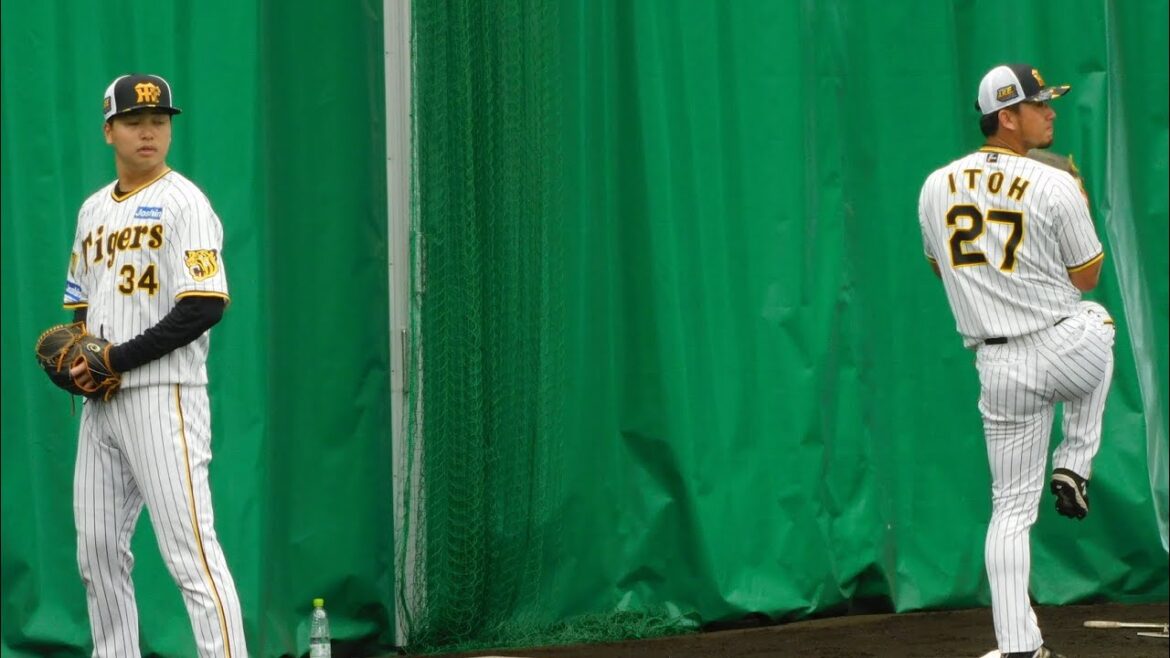 伊藤将司・漆原大晟 ブルペン投球練習