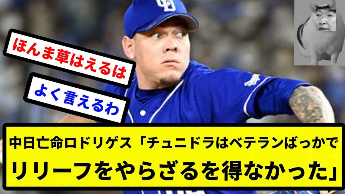 【は？てなみ監督】中日亡命ロドリゲス「チュニドラはベテランばっかでリリーフをやらざるを得なかった」【プロ野球反応集】【2chスレ】【1分動画】【5chスレ】