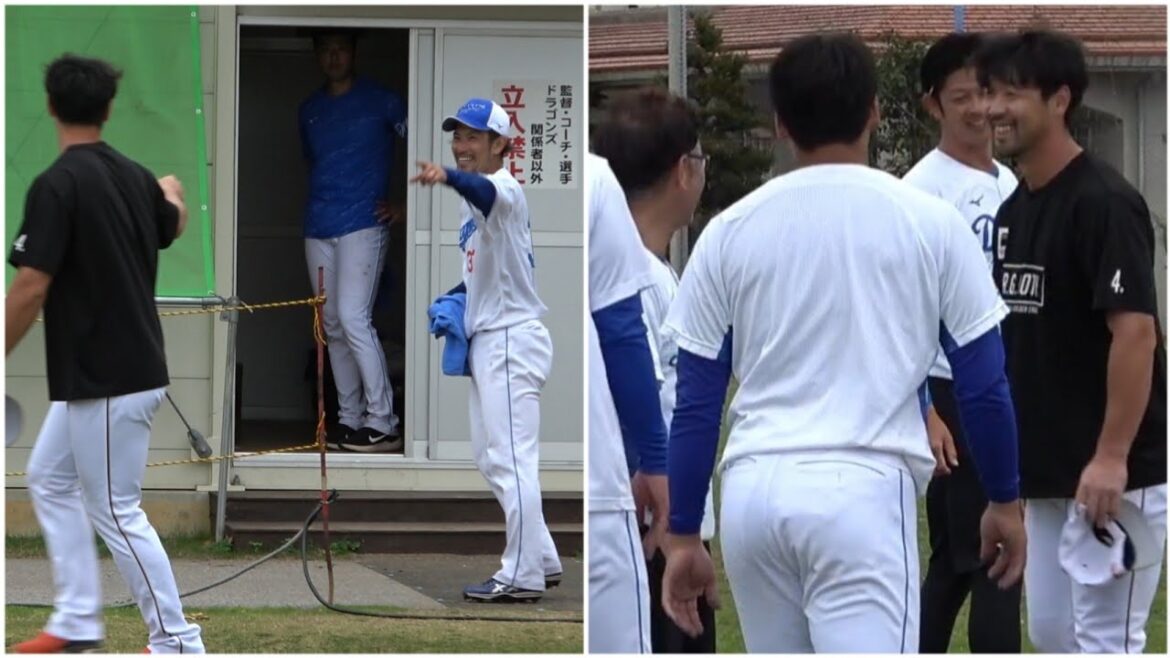 楽天・阿部寿樹がドラゴンズの選手たちと久々の再会！元チームメイトたちに拍手で迎えられる！（2024年2月24日）