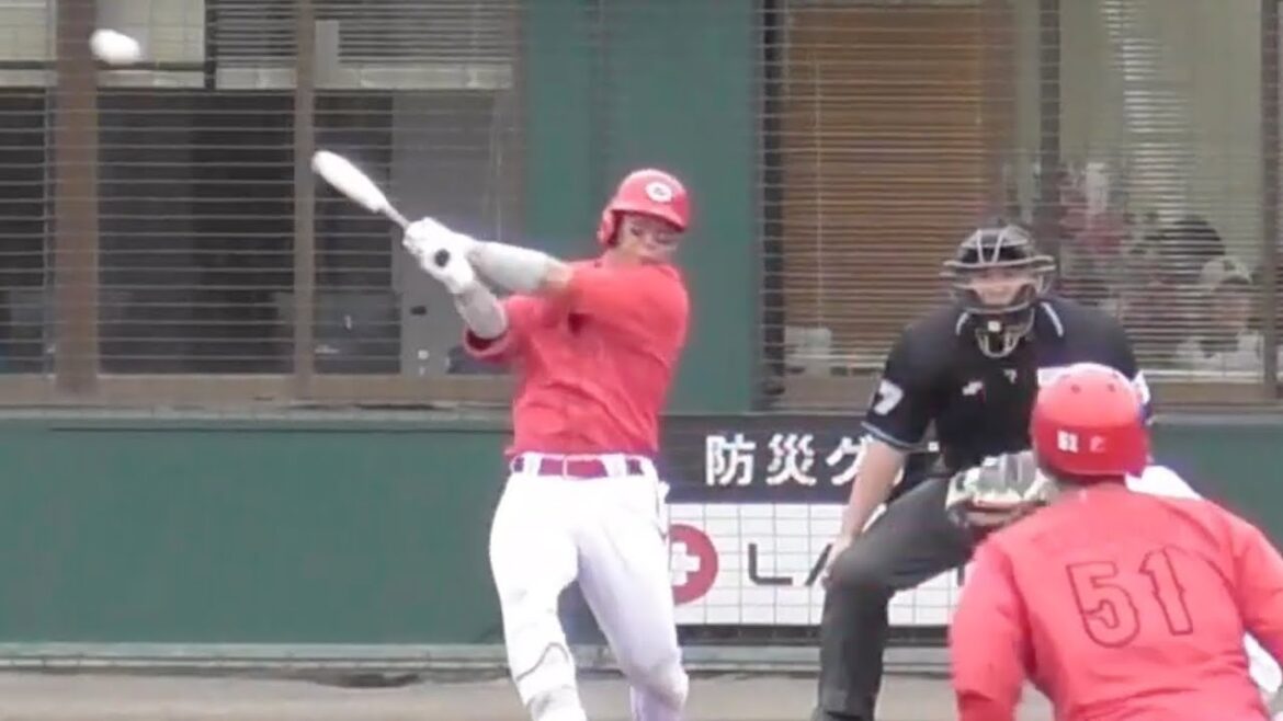 赤ヘル打線止まらない！田村、小園が繋いで坂倉将吾がセンターへタイムリーヒット！2024年2月23日