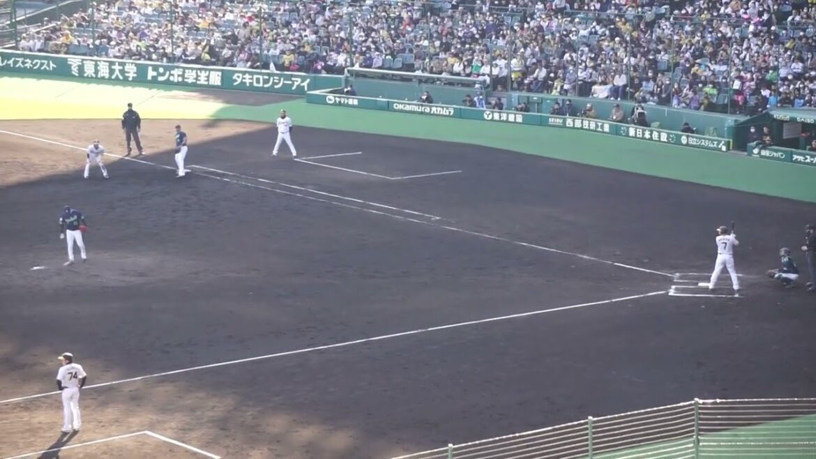 2023/4/9(日) 石山泰稚 センターフライ 中継ぎ登板(7回裏) vs S.ノイジー(阪神タイガース)
