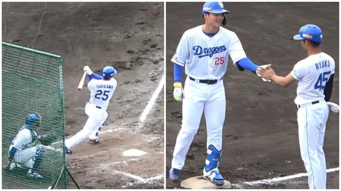ケース打撃で石川昂弥が福から2点タイムリー！守ってはファーストでファインプレー！（2024年2月17日）