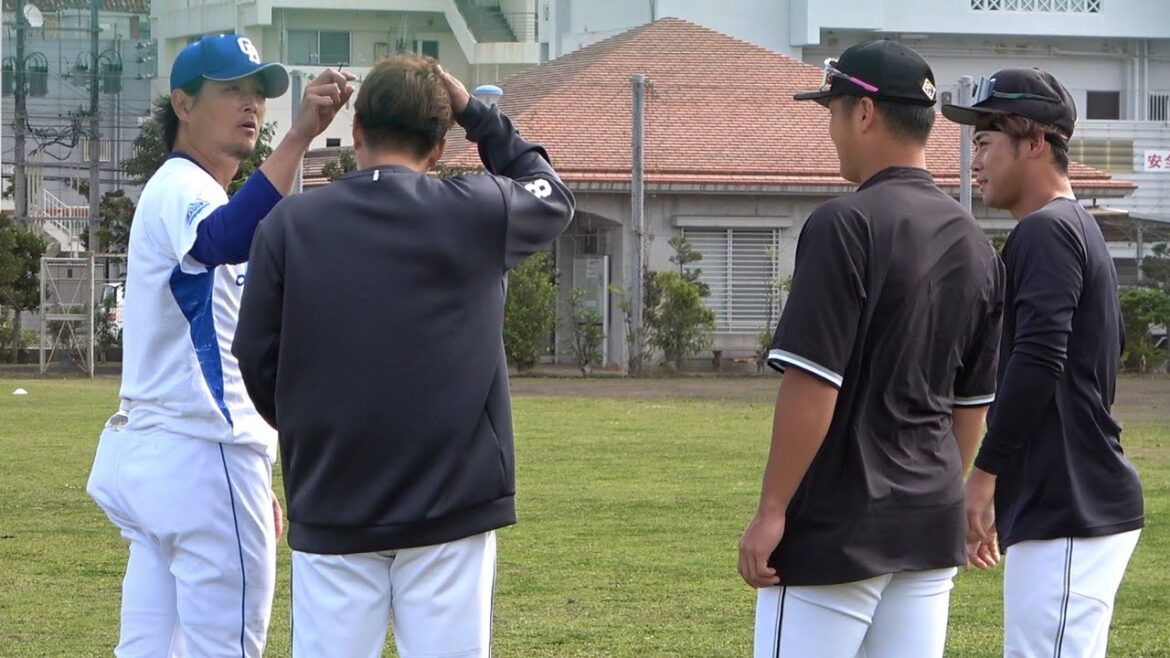 ロッテでチームメイトだった中村奨吾・山口・平沢に挨拶される涌井！ (2024/02/21)