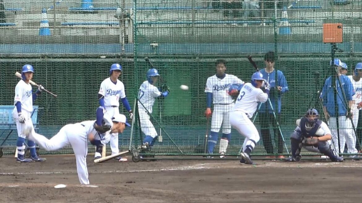 石森vs龍空・高橋周平・樋口・山浅・尾田。左打者5人との対戦全投球。読谷第5クール初日シート打撃（2024年2月20日 ）
