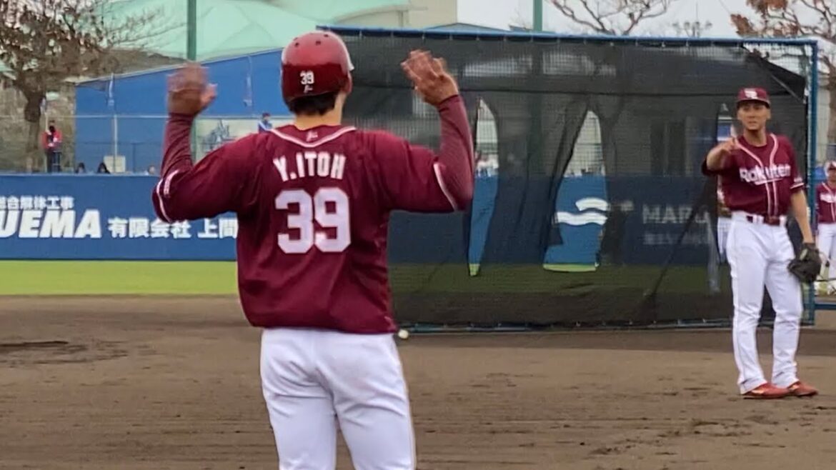 【伊藤裕季也】ウォーミングアップ 東北楽天ゴールデンイーグルス 横浜DeNAベイスターズ 宜野湾 2024年2月25日