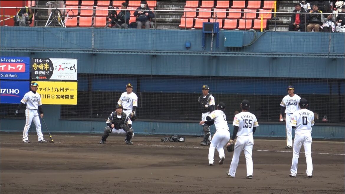 ホークス今宮健太の美しい守備に負けじと仲田慶介＆川瀬晃がシートノックで正確なグラブ捌き＆送球を魅せる🌴レギュラーの行方は⁉️2024.2.24🌴ホークスキャンプ宮崎2024🌴