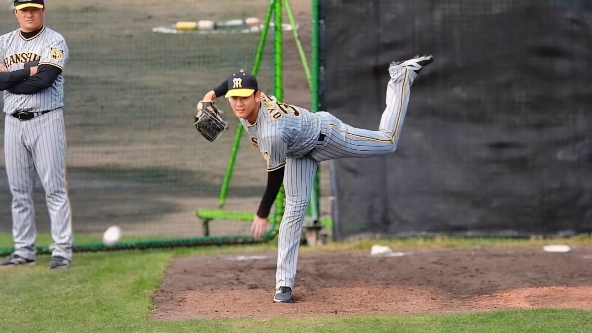 【トルネード投球】及川雅貴、試合前ブルペン投球！新球のカットボールも披露 2024.2.24