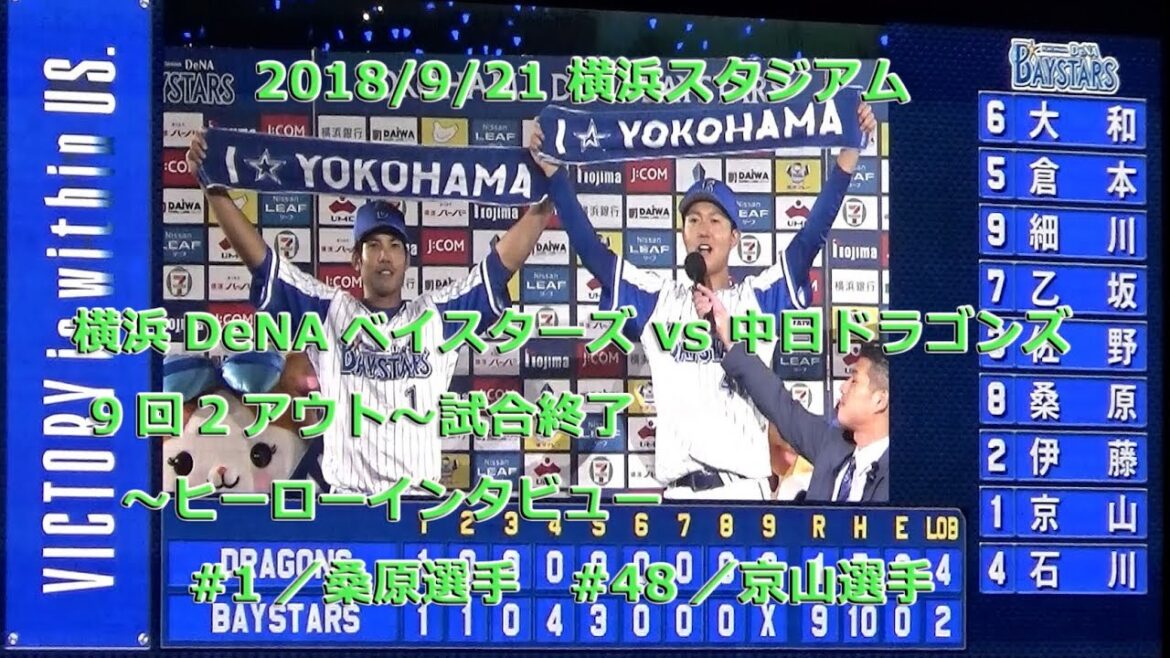 ’18/9/21、ハマスタ(横浜スタジアム) 京山選手準完投~ヒーローインタビュー ’18/9/21、ハマスタ(横浜スタジアム) 京山選手準完投~ヒーローインタビュー