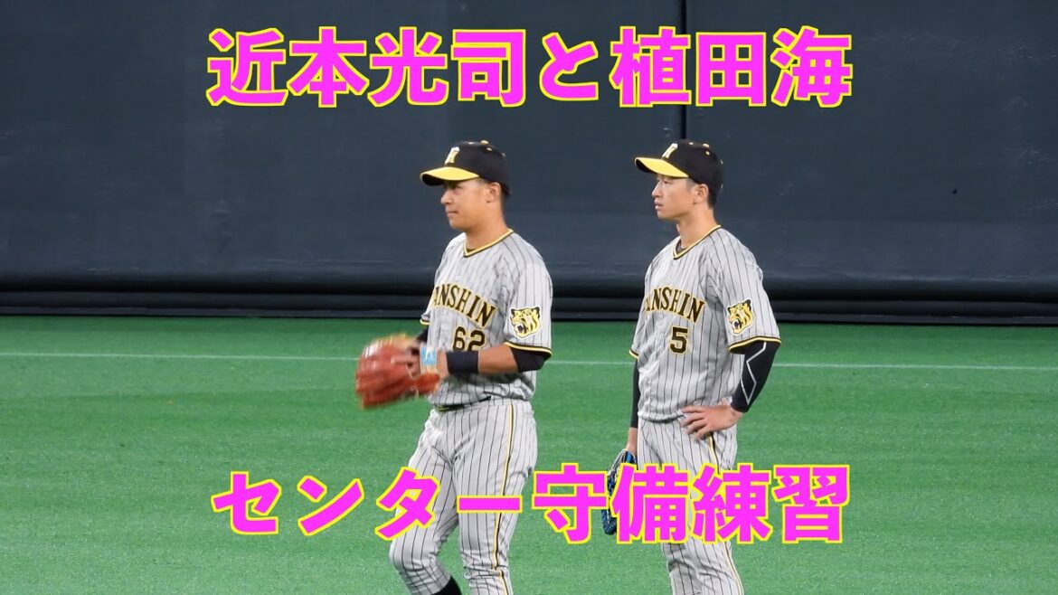 【20240303】近本光司と植田海のセンター守備練習（日本ハム対阪神）